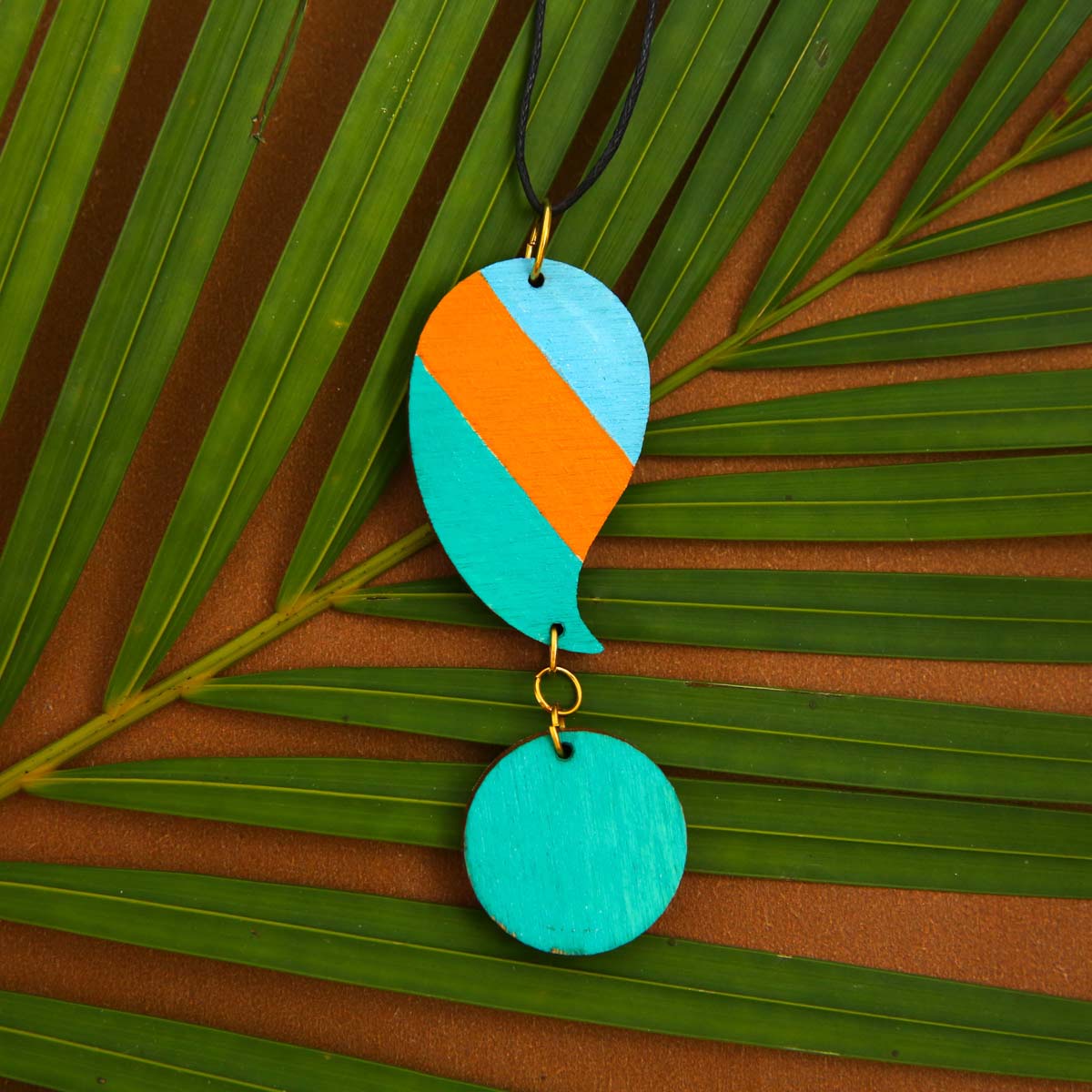 Mustard Line Wooden Necklace