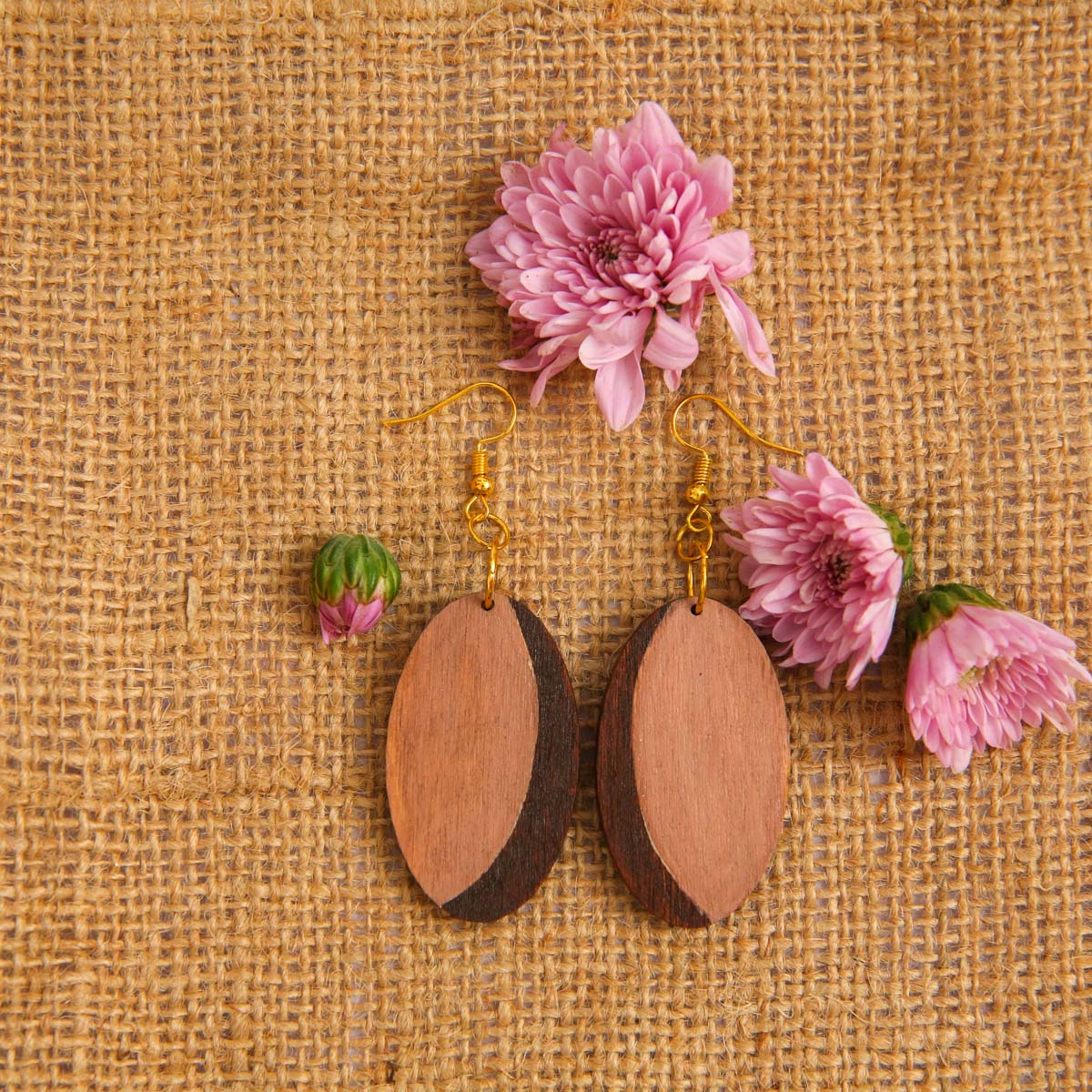 Tan Wooden Earrings