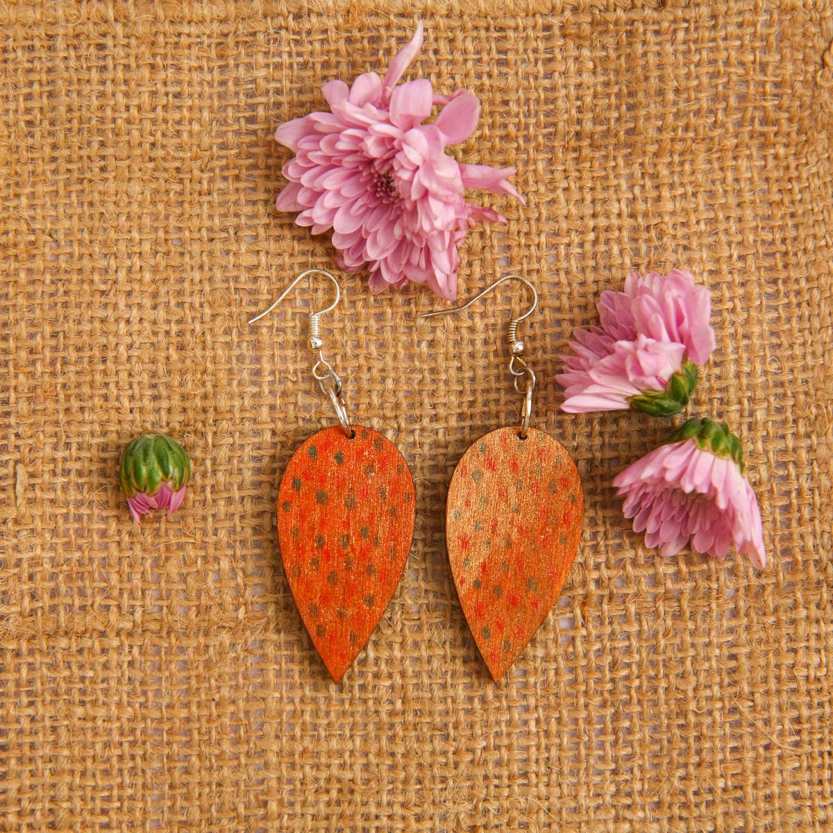 Speckled Leaf Wooden Earrings