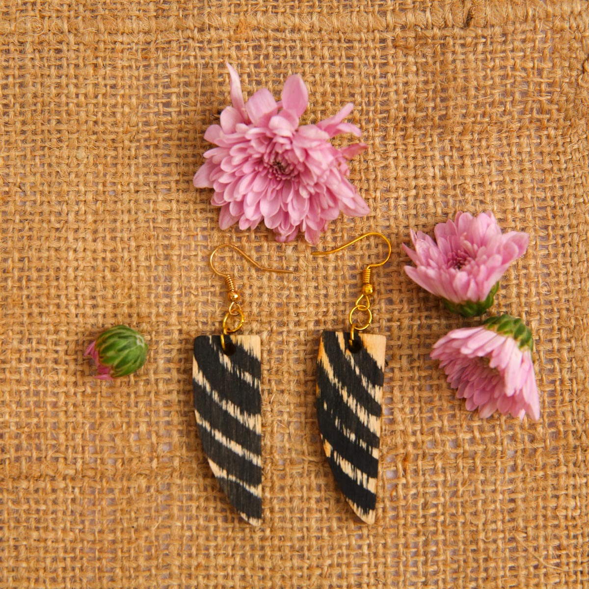 Striped Wooden Earrings