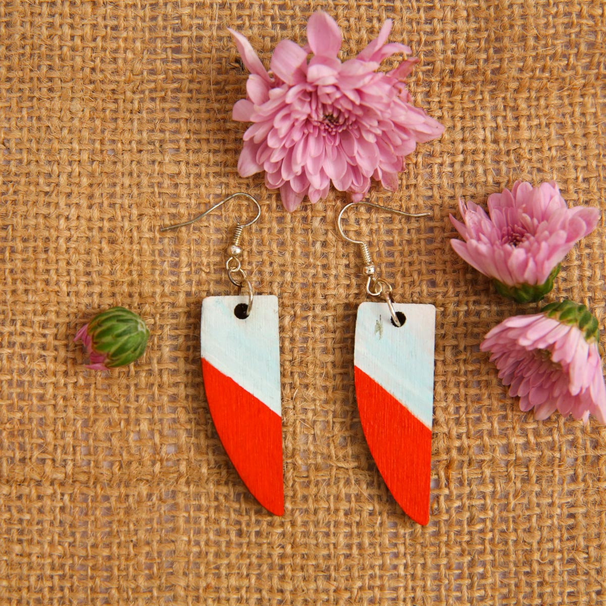 Color Block Wooden Earrings