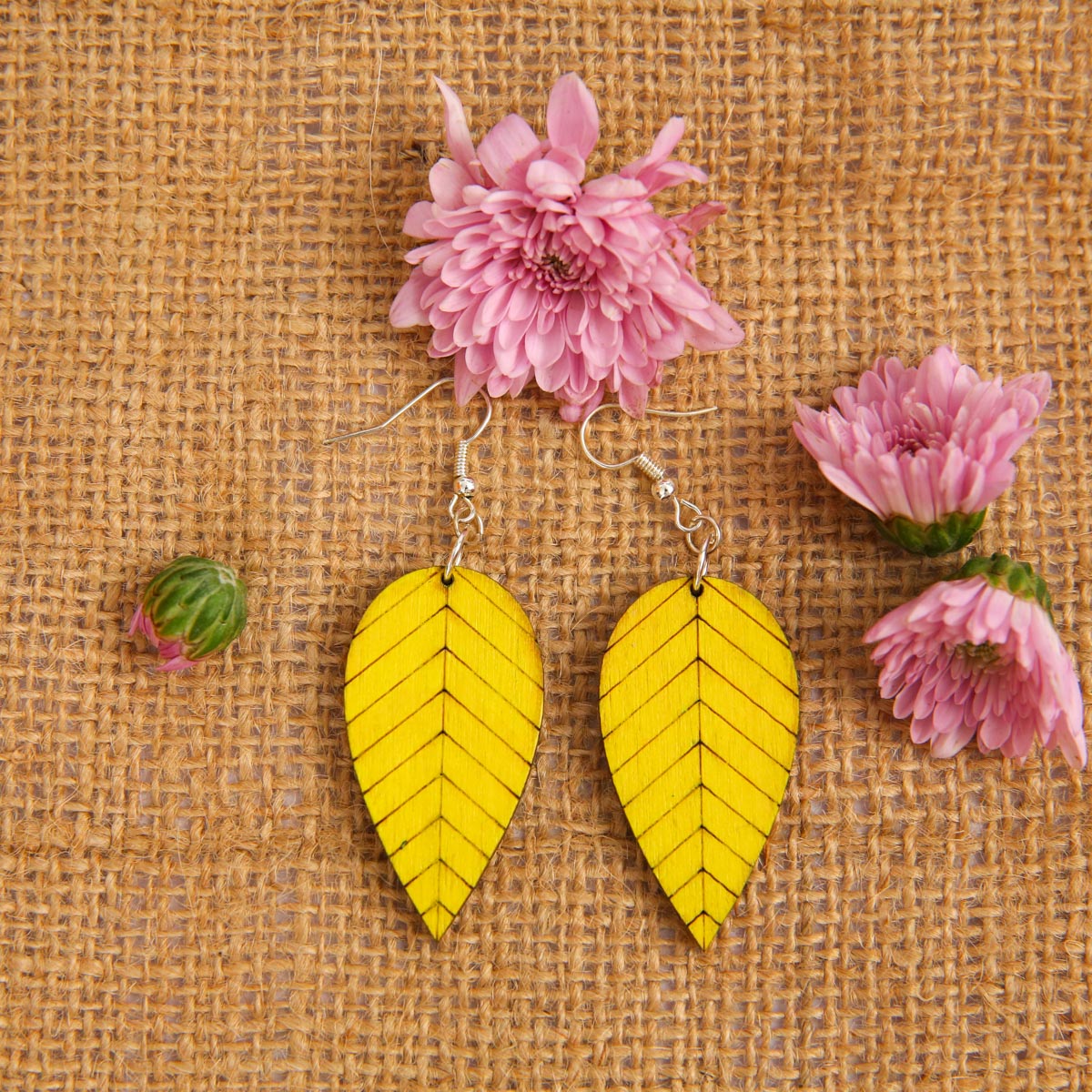 Yellowing Leaves Wooden Earrings