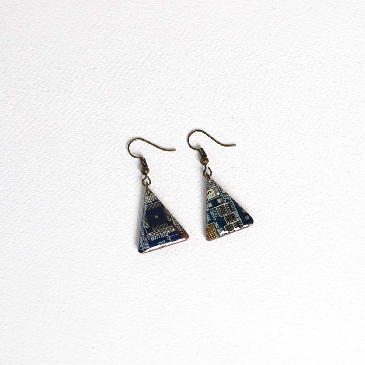 Navy Triangle Earrings