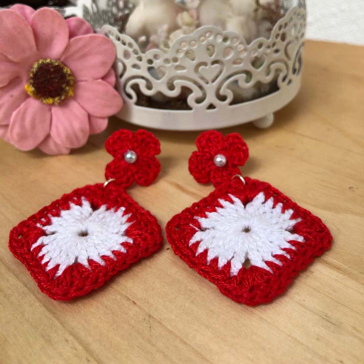 Poppy Crochet Earrings