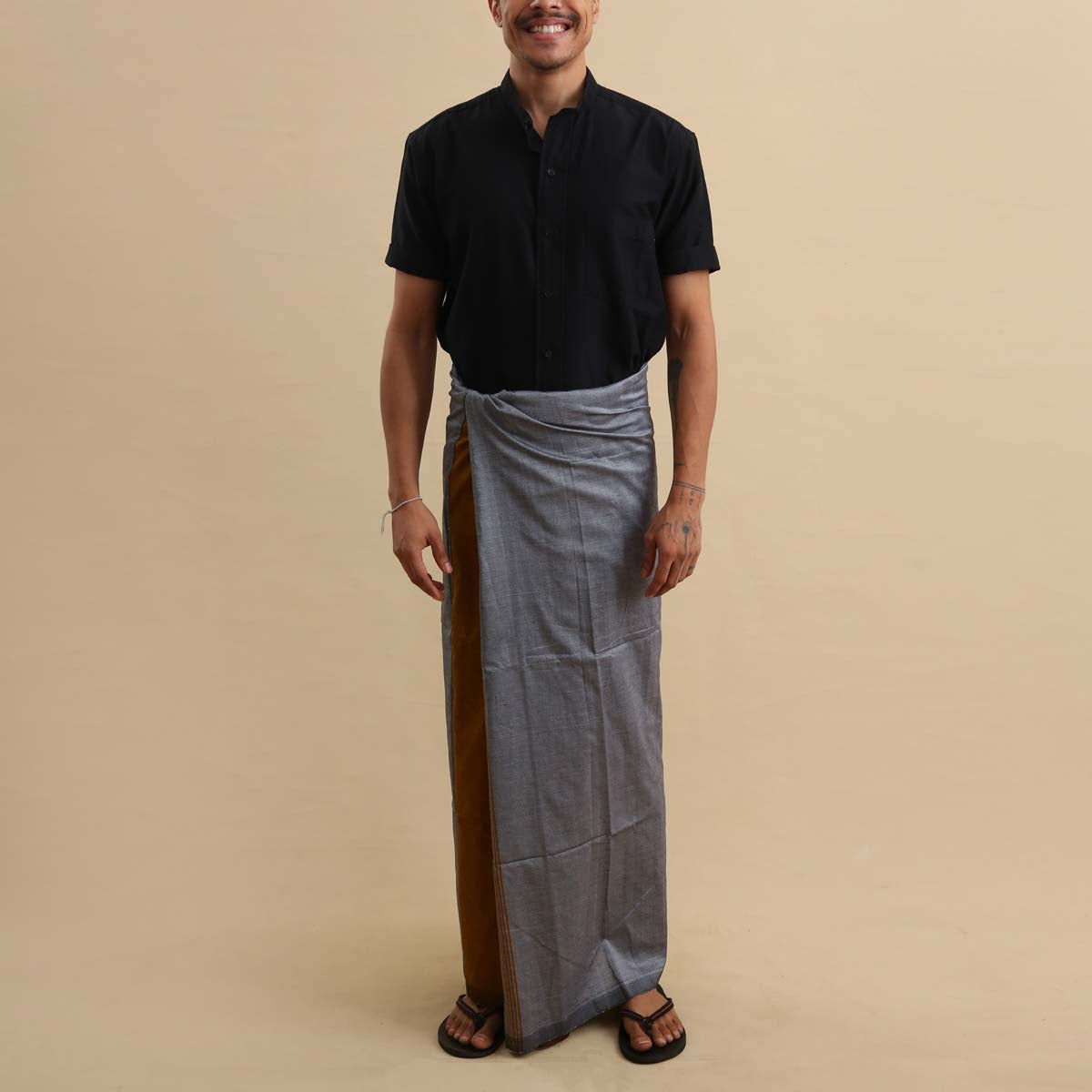 Grey & Gold Handloom Sarong