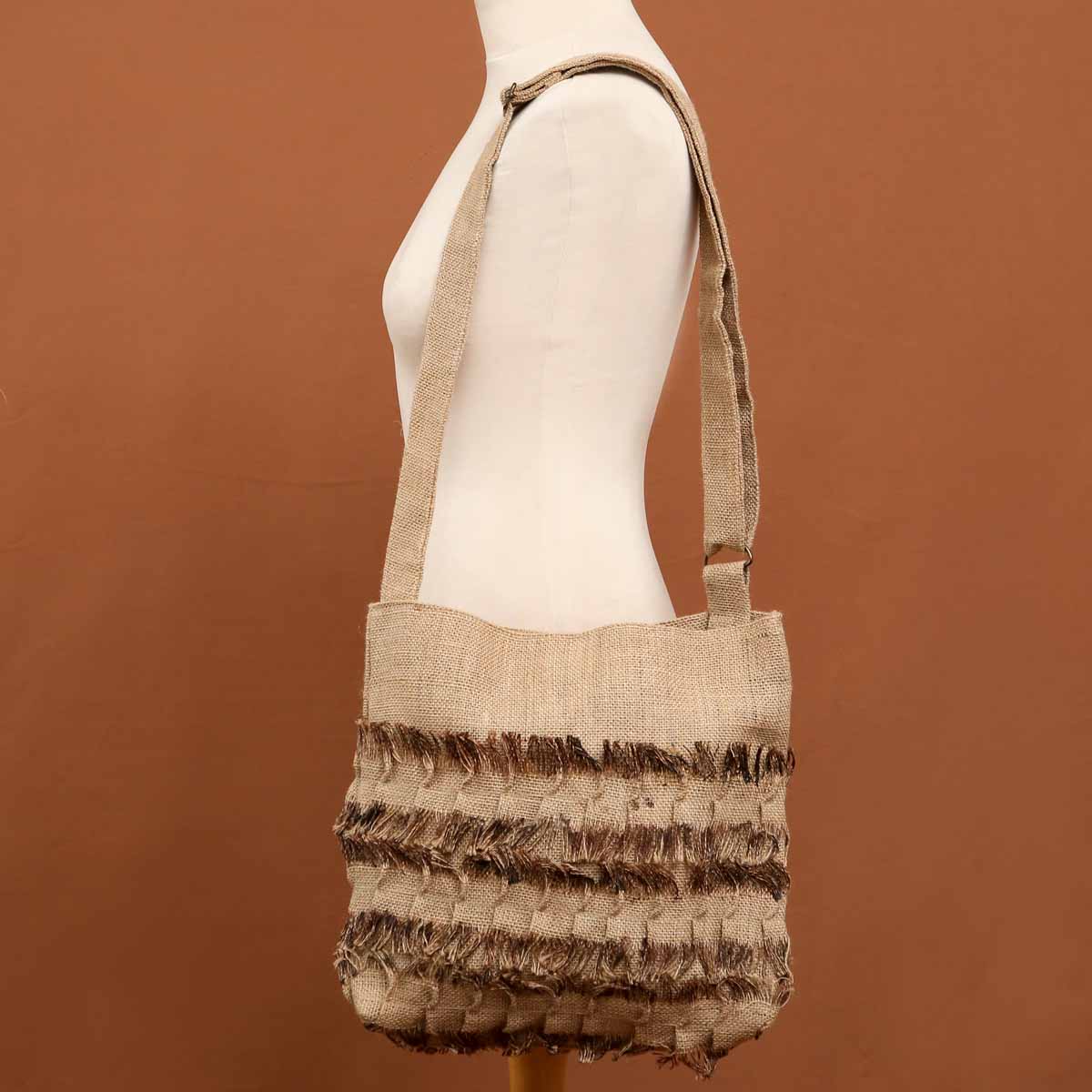 Tassle Tangle Burlap Bag