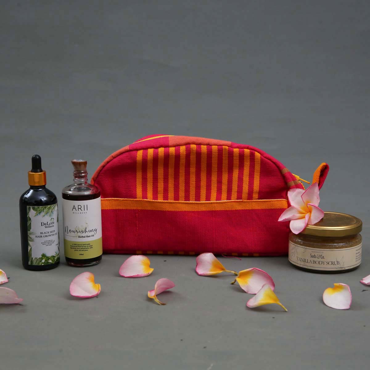 Magenta Handloom Wash Bag