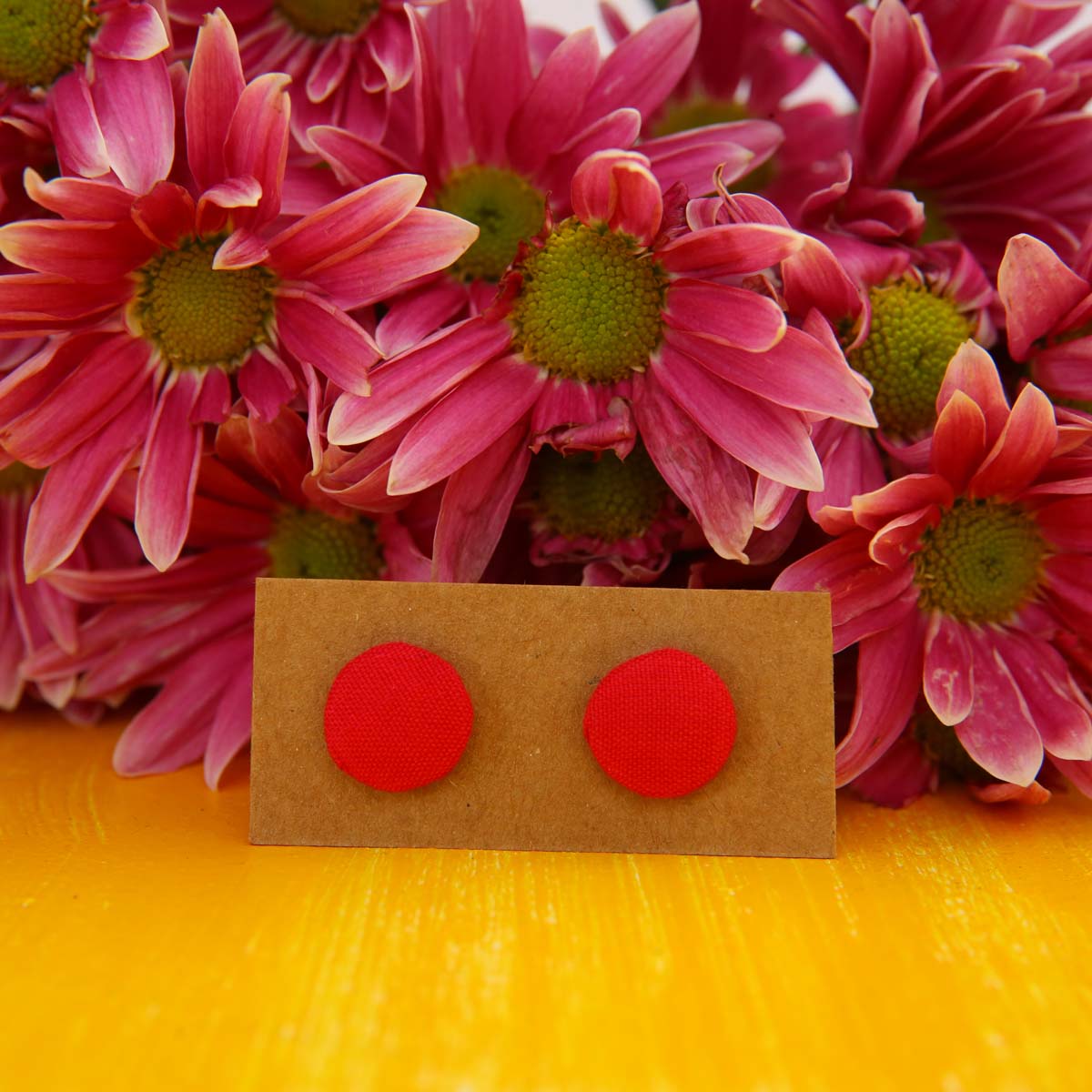 Crimson Handloom Stud Earrings