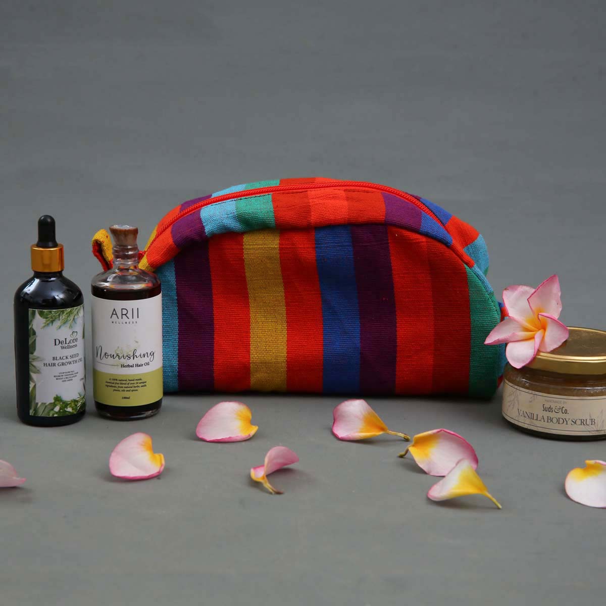 Striped Handloom Wash Bag