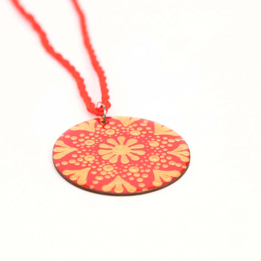 Dotted Red Mandala Necklace