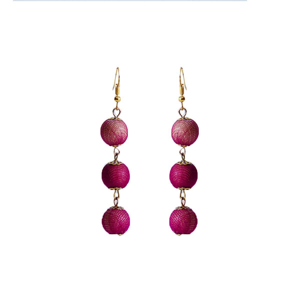Pink Wooden Beads Drop Earrings