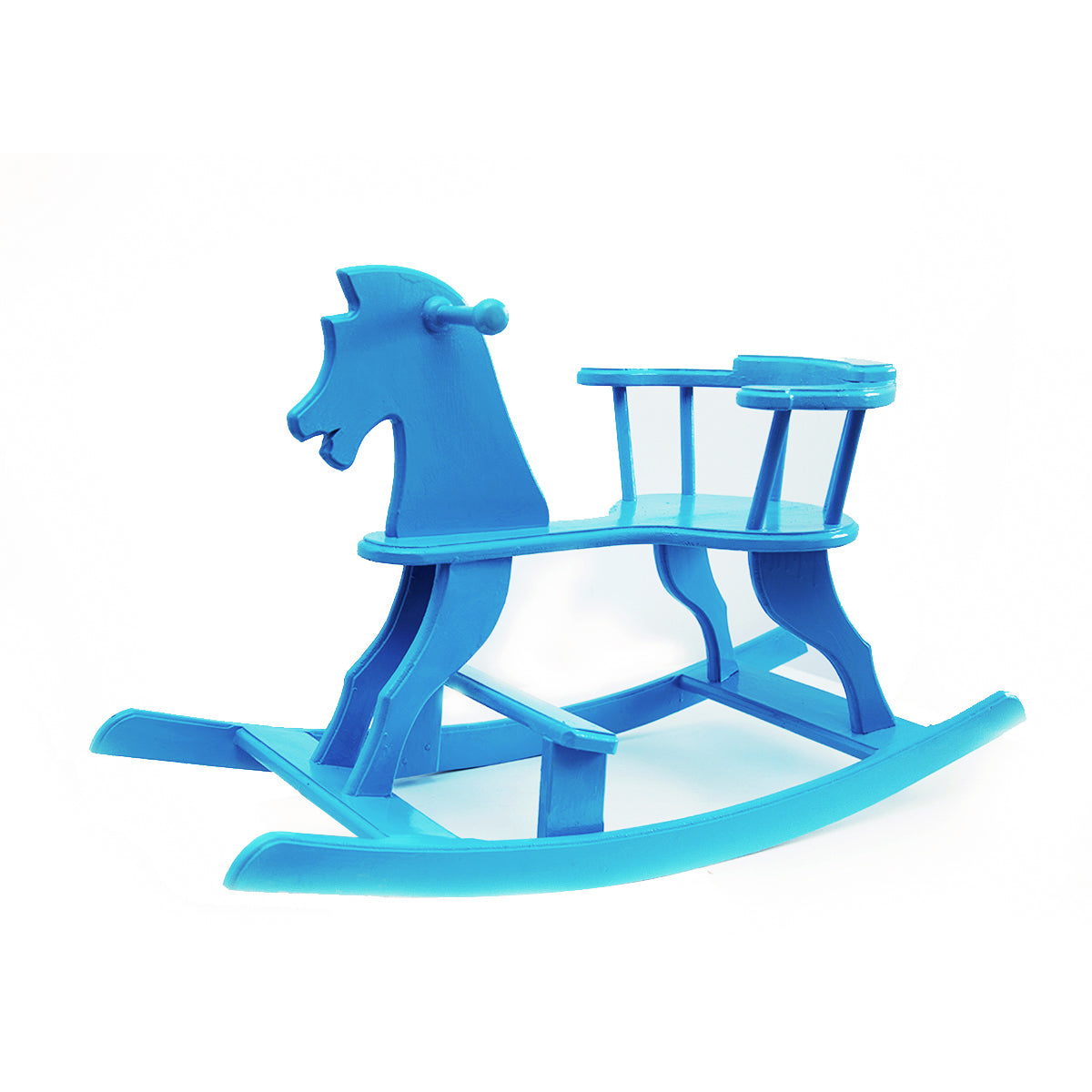 Blue Wooden Rocking Horse