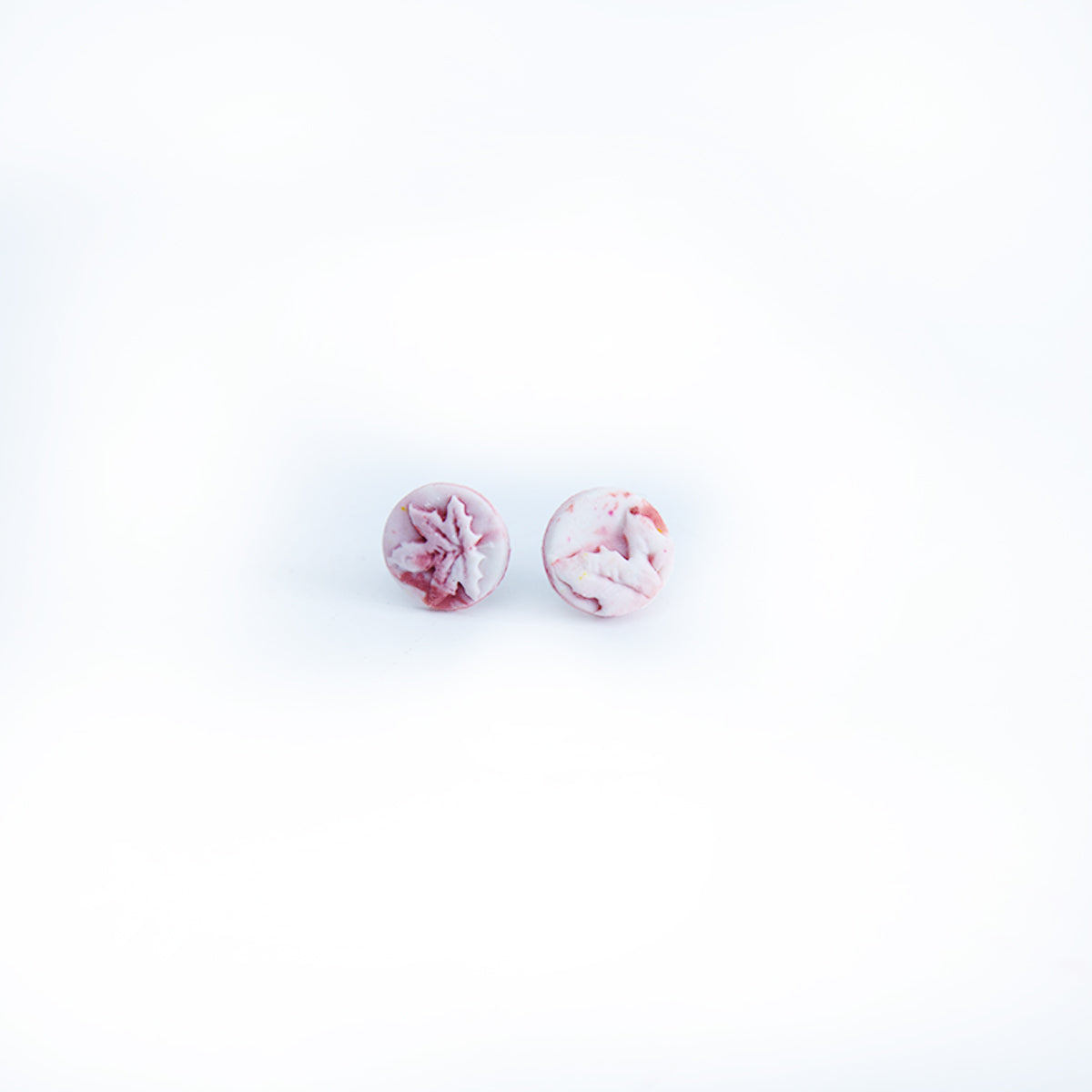 Pastel Pink Leaf Clay Stud Earrings