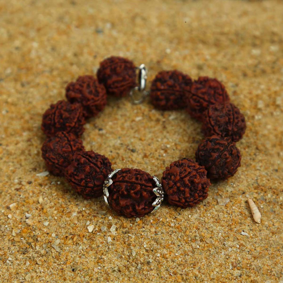 Stainless Steel Rudraksha Bracelet