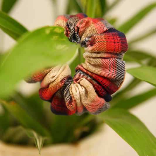 Red Checked Scrunchie