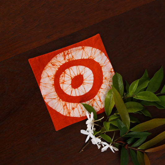 Batik Orange Circle-Print Table Linen Set
