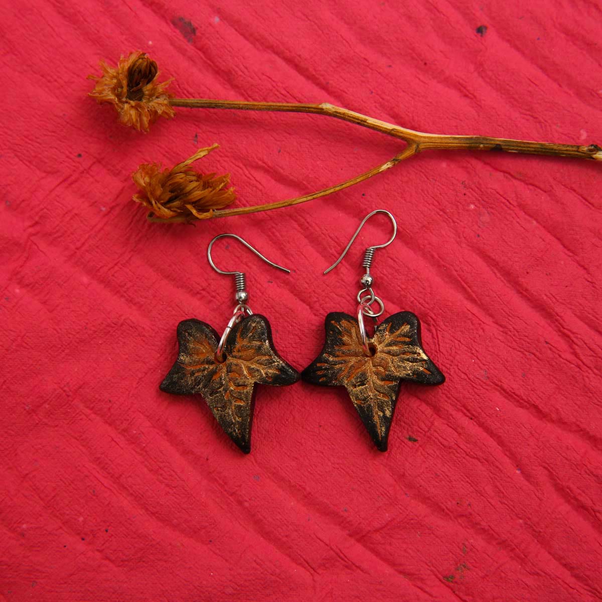 Gold MapleTerracotta Earrings