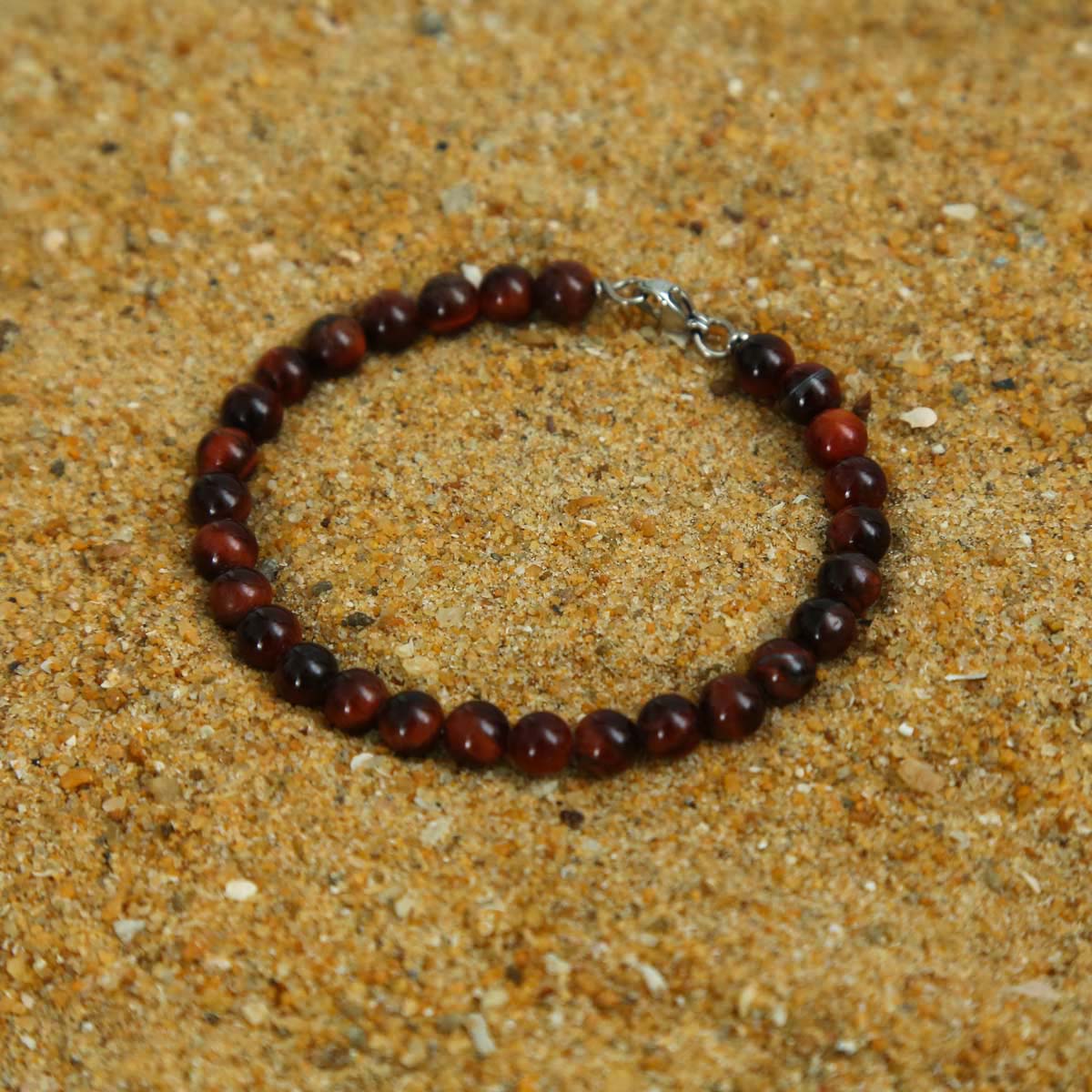 Stainless Steel Red Tiger's Eye Bracelet