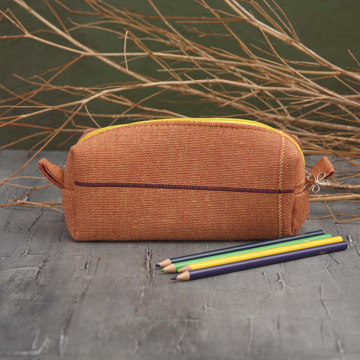 Dusty Rose Handloom Pencil Case