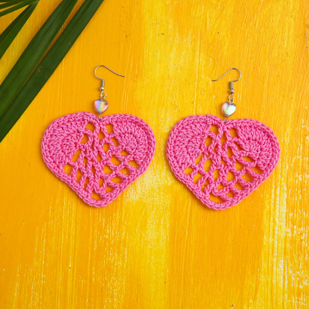 Love Heart Crochet Earrings