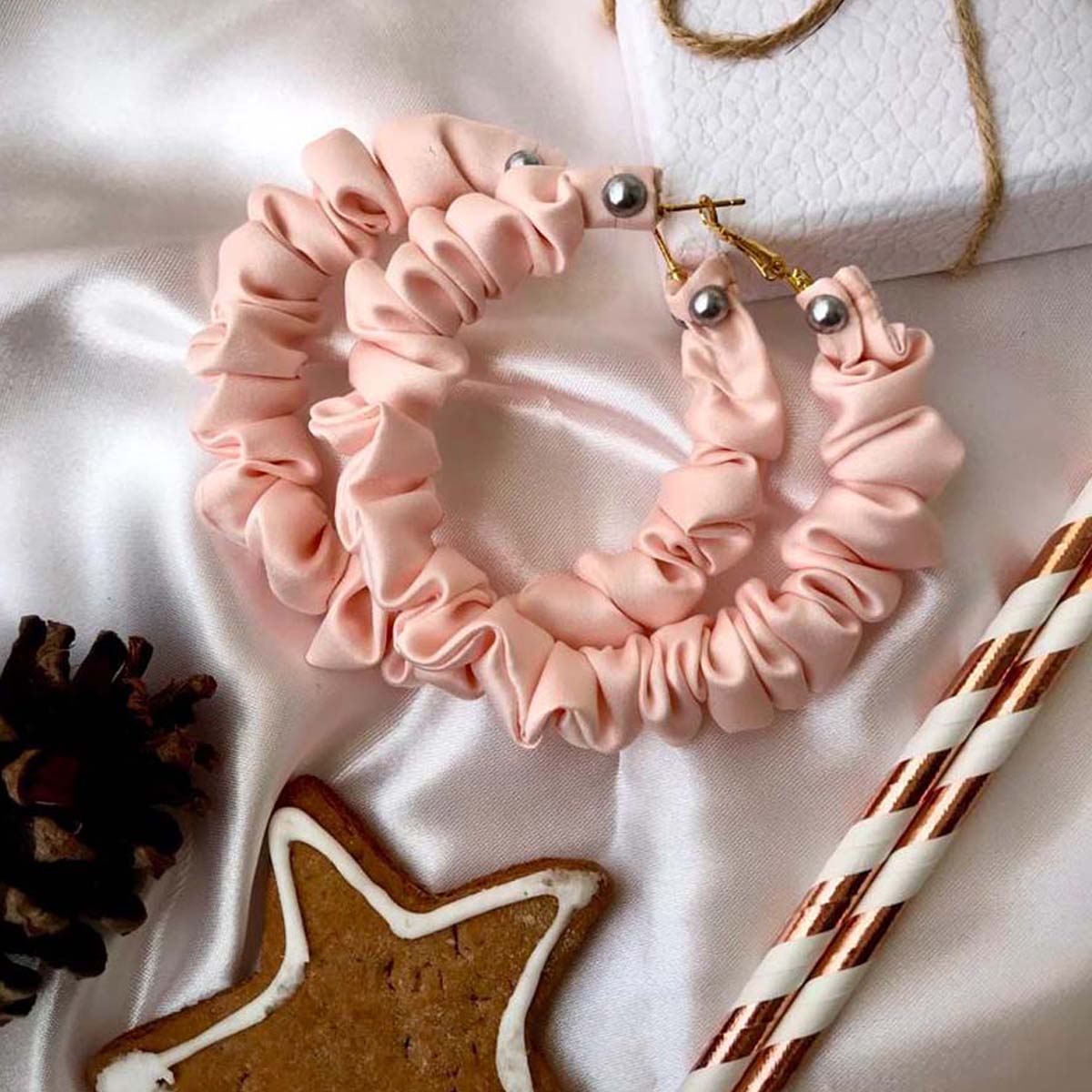 Cantaloupe Satin Hoop Earrings