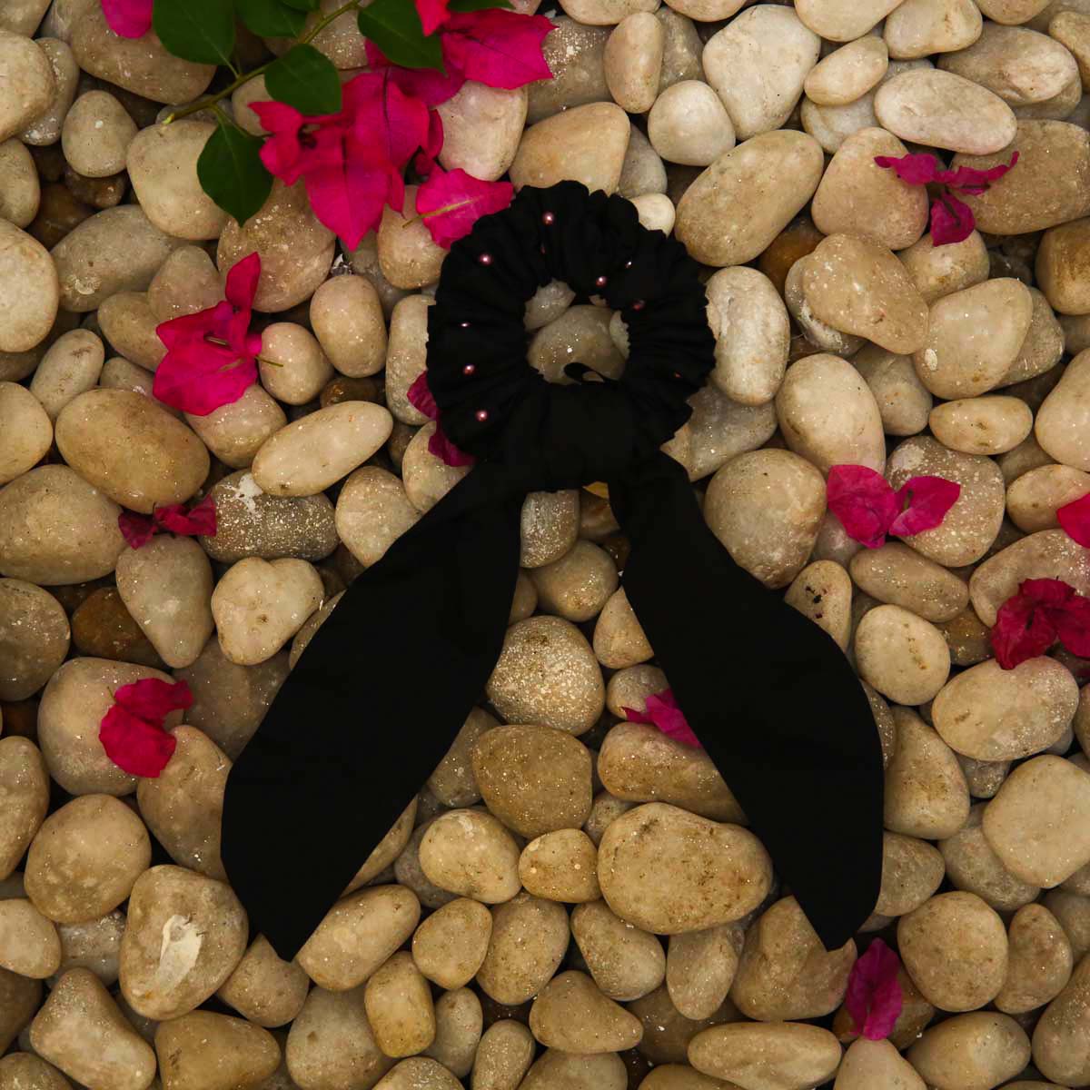 Black To Work Pearl Cotton Scarf Scrunchie