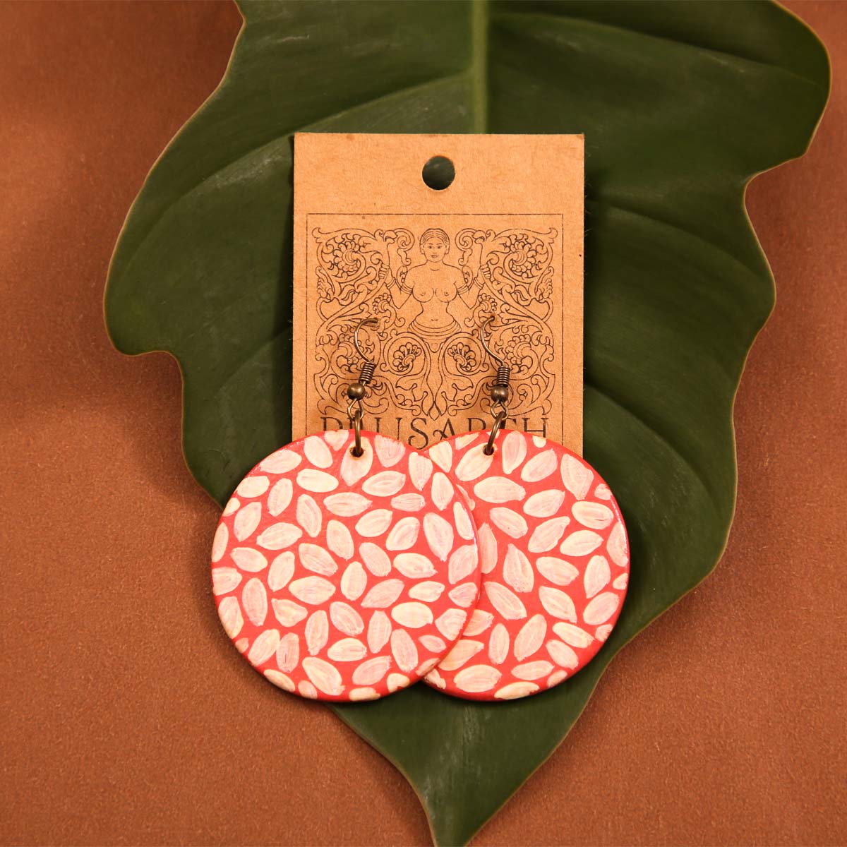 Leafy Disc Paper Earrings