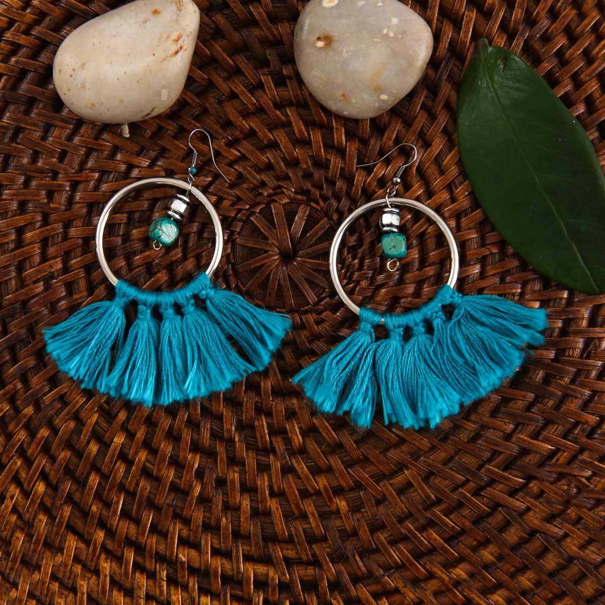 Blue Tassel Earrings