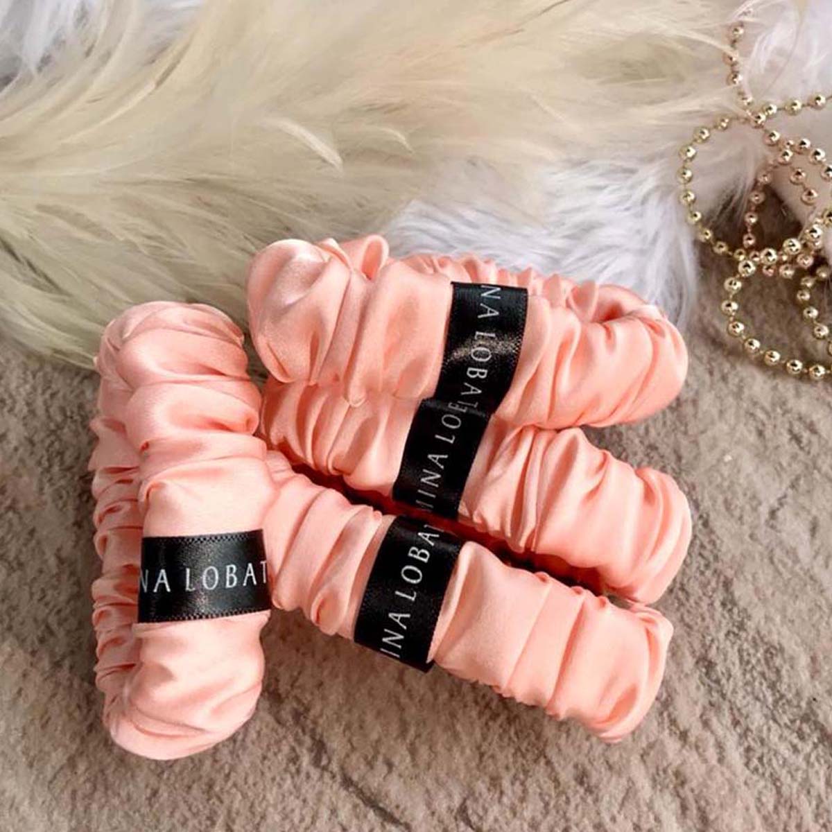 Cantaloupe Satin Mini Scrunchie