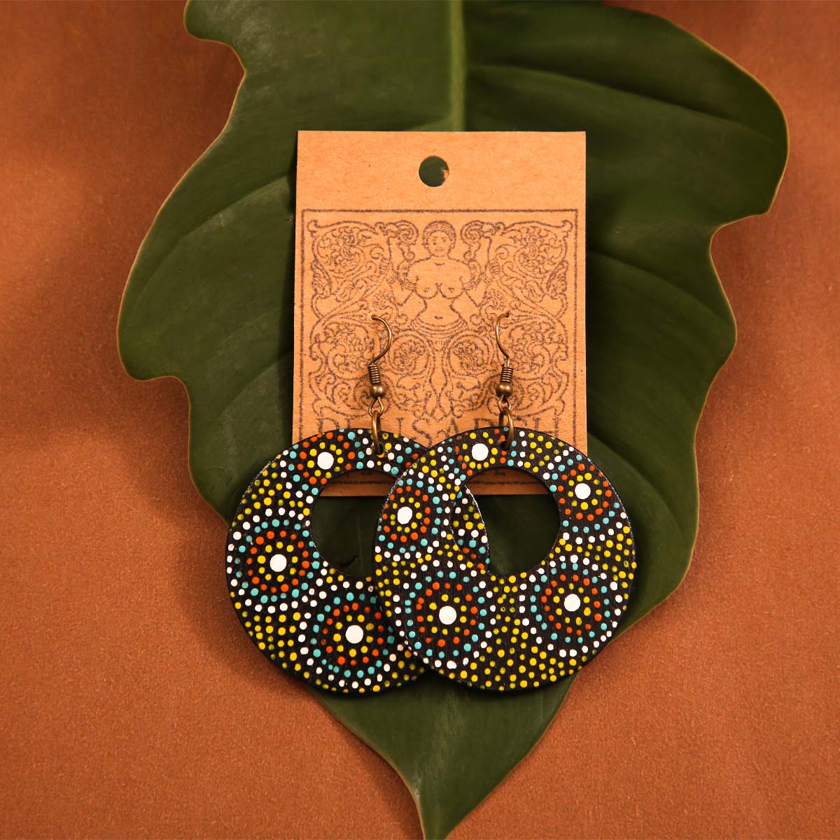 Dot Design Wooden Earrings