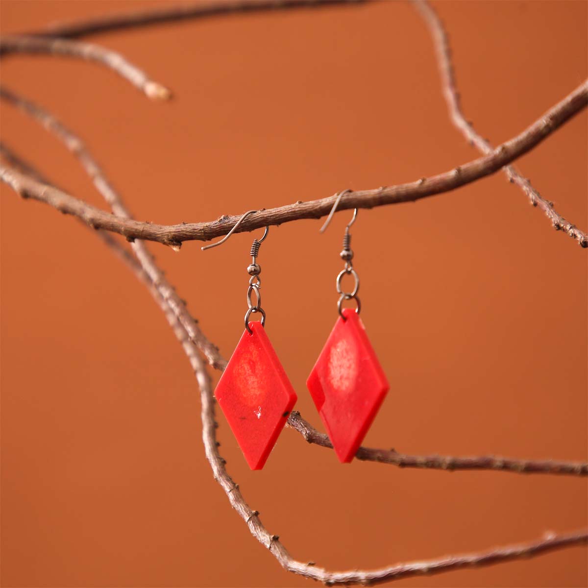 Strawberry Diamond Resin Earrings