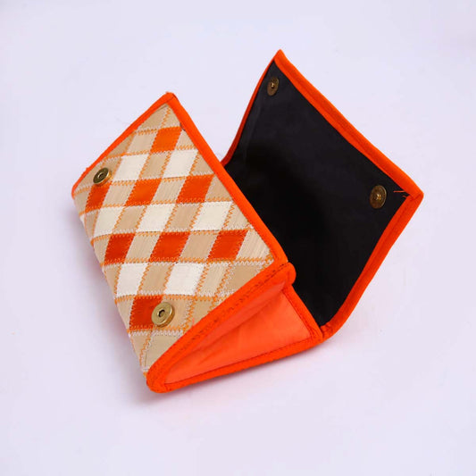 Orange Checked Palmyrah Wallet