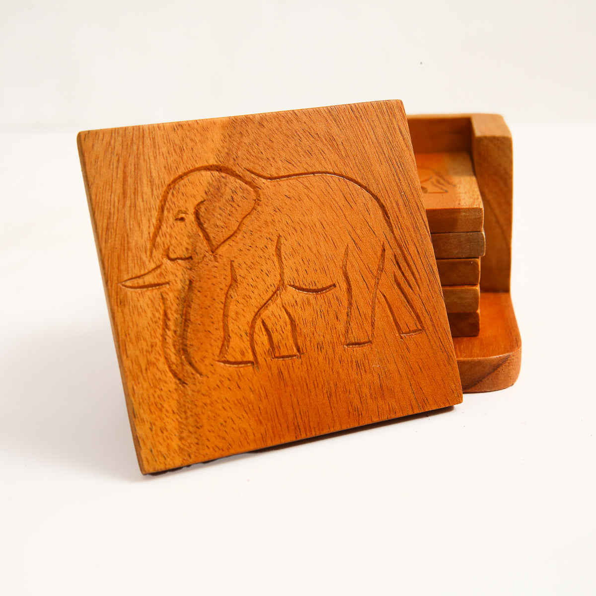 Wooden Ellie Coaster Set & Holder