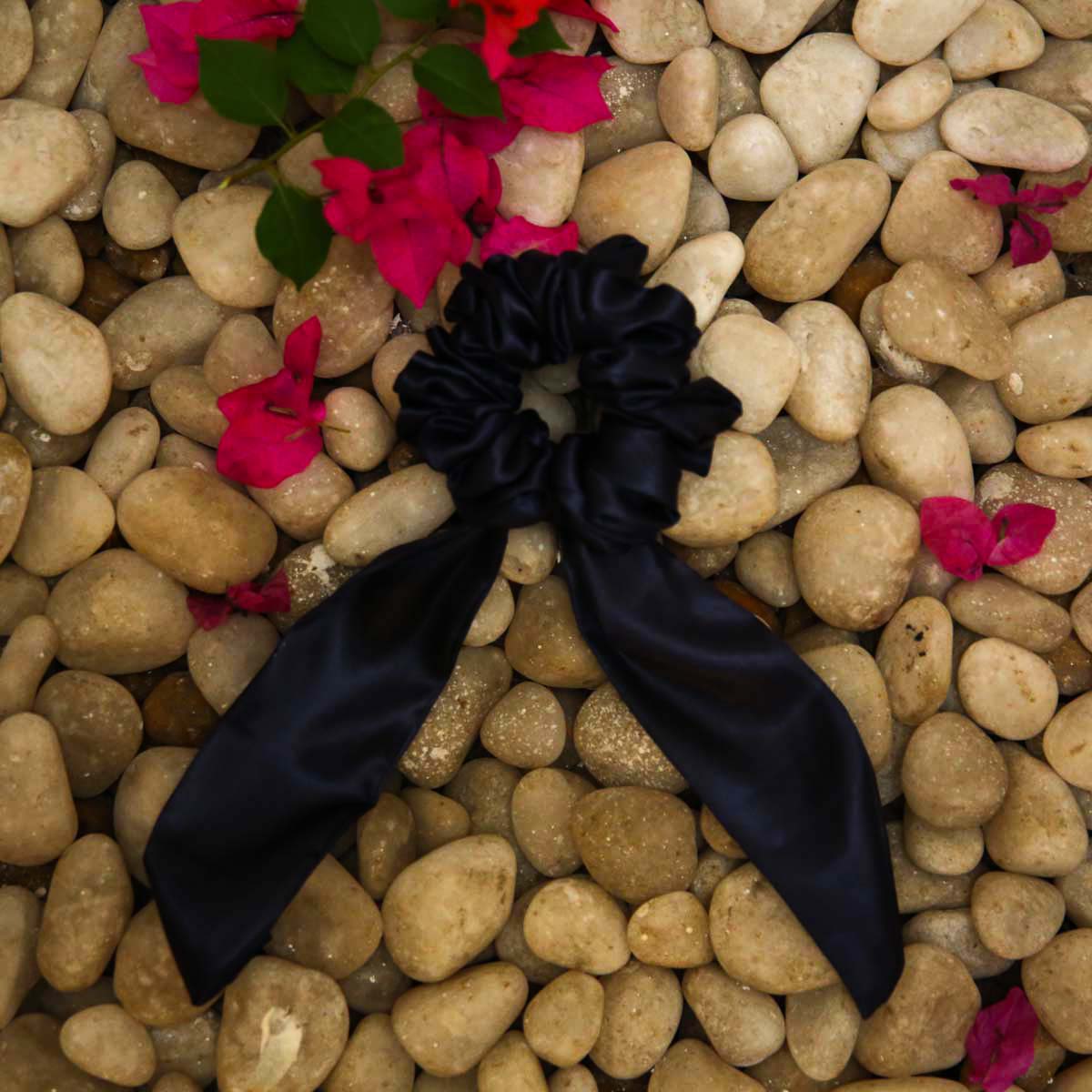 Navy Blue Satin Scarf Scrunchie