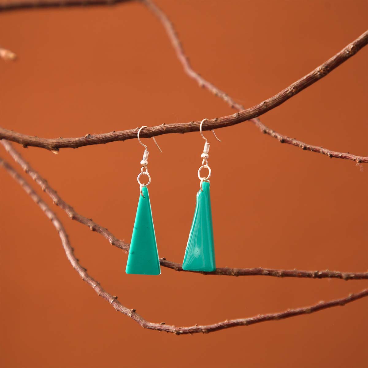 Tall Teal Resin Earrings