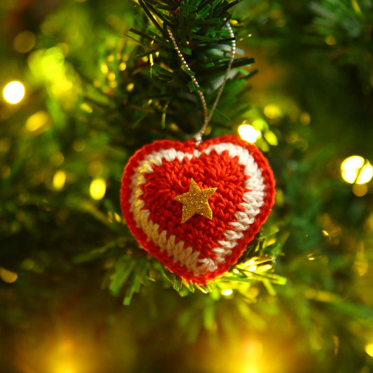 Red Crochet Heart Ornament