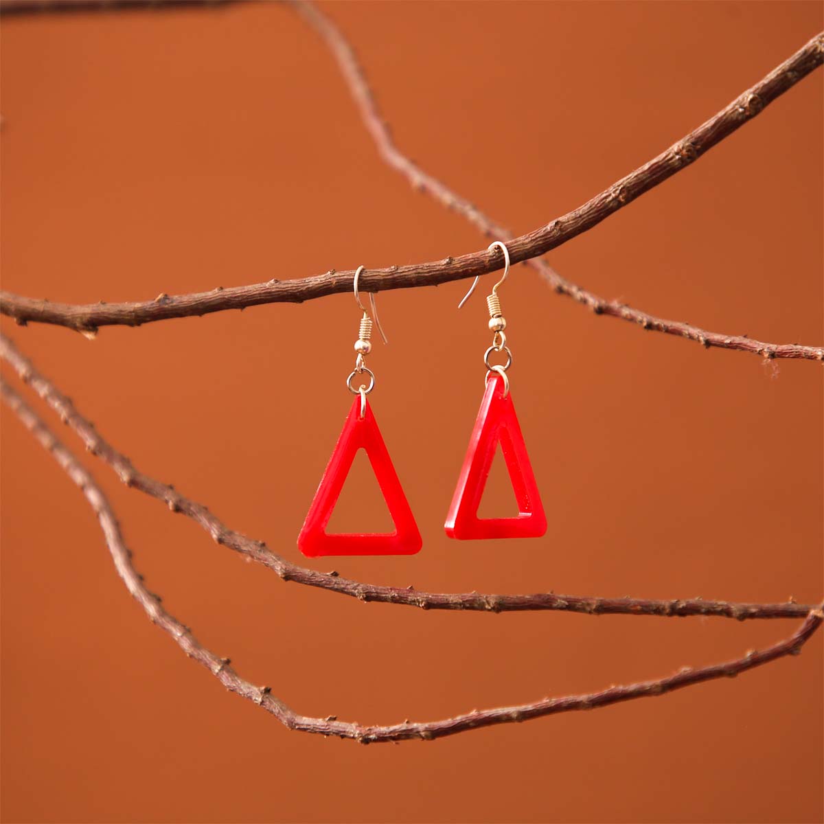 Hollow Triangle Resin Earrings