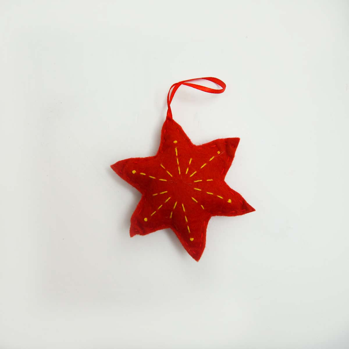 Mistletoe Red Felt Star Ornament