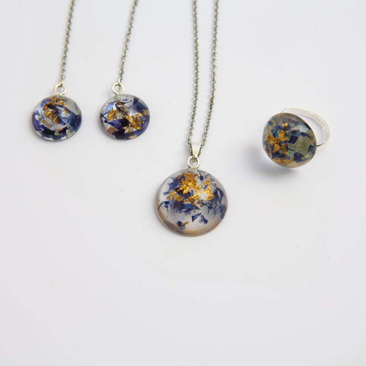 Gold Fleck Butterfly Pea Jewellery Set