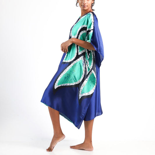 Peacock Silk Batik Kaftan