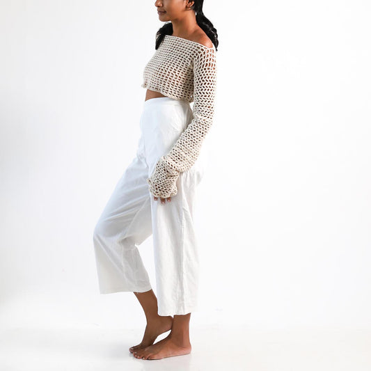 Cream Crotchet Off - Shoulder Top