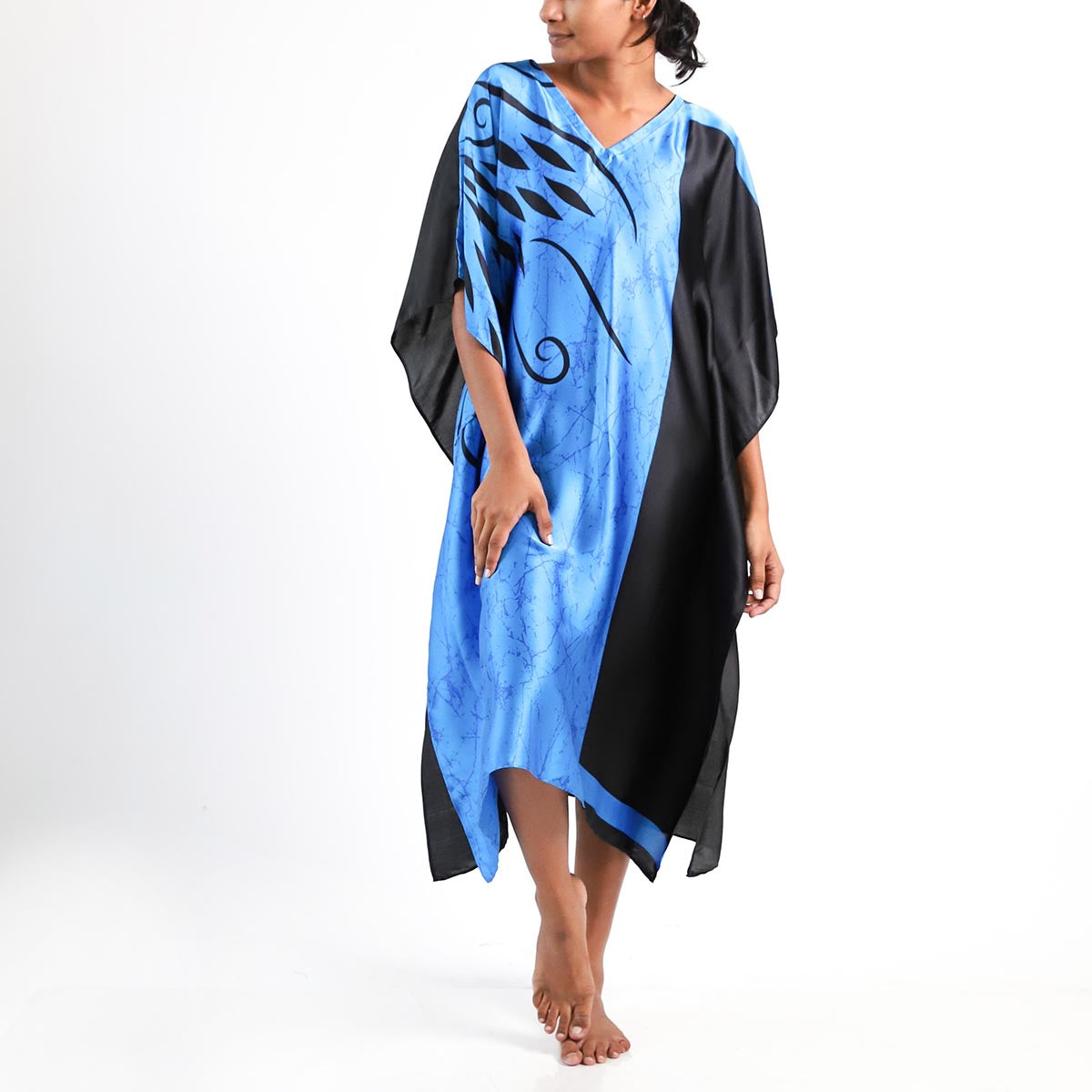 Azure Silk Batik Kaftan