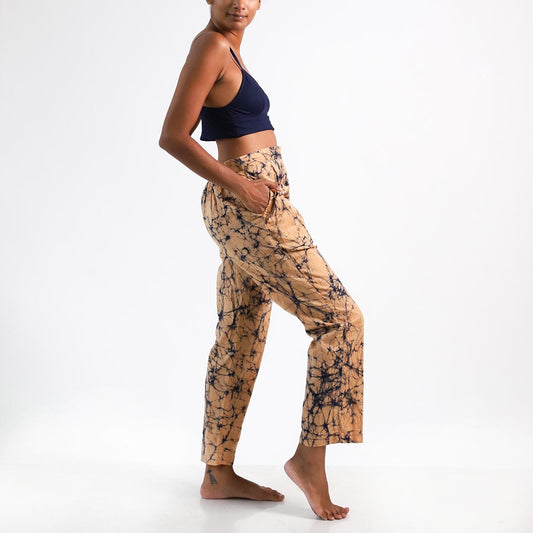 Beige and Navy Batik Pants