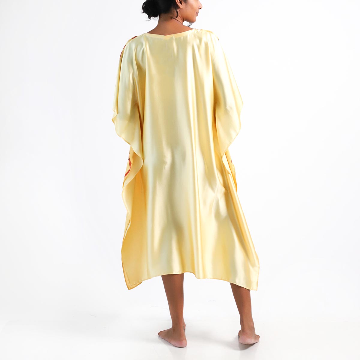 Sunny Side Emerald Fauna Silk Batik Kaftan