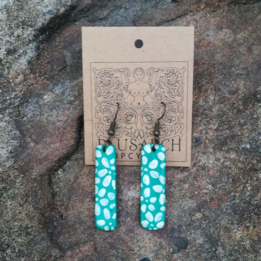 Teal Jasmine Paper Earrings