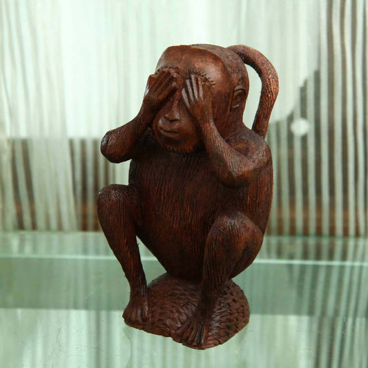 See No Evil Wooden Statue