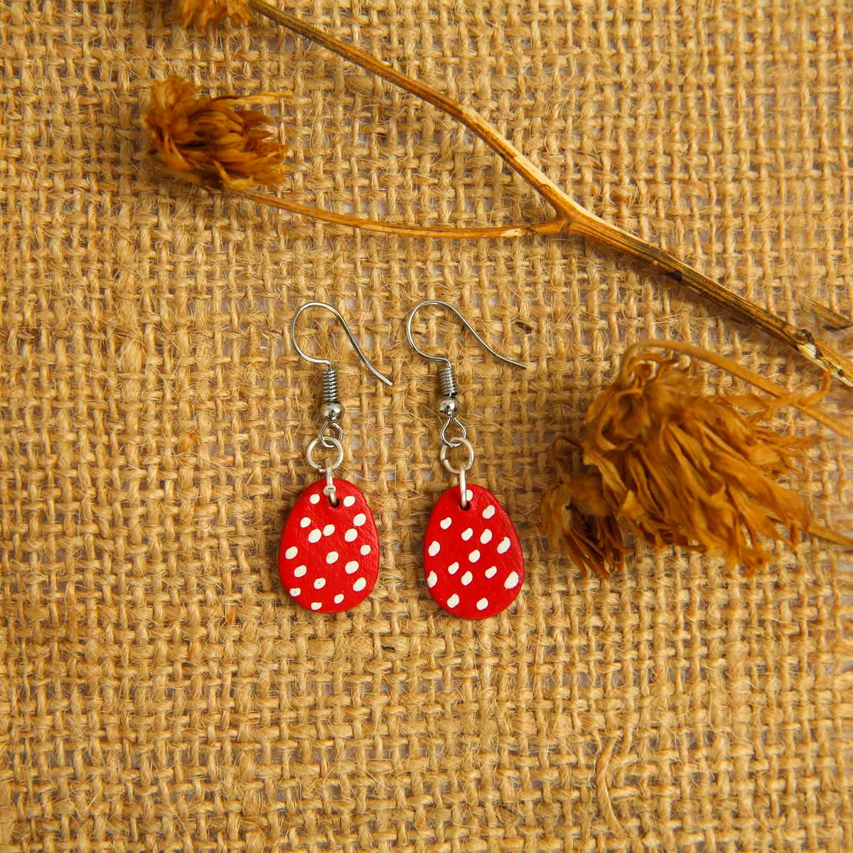 Red Polka Terracotta Earrings