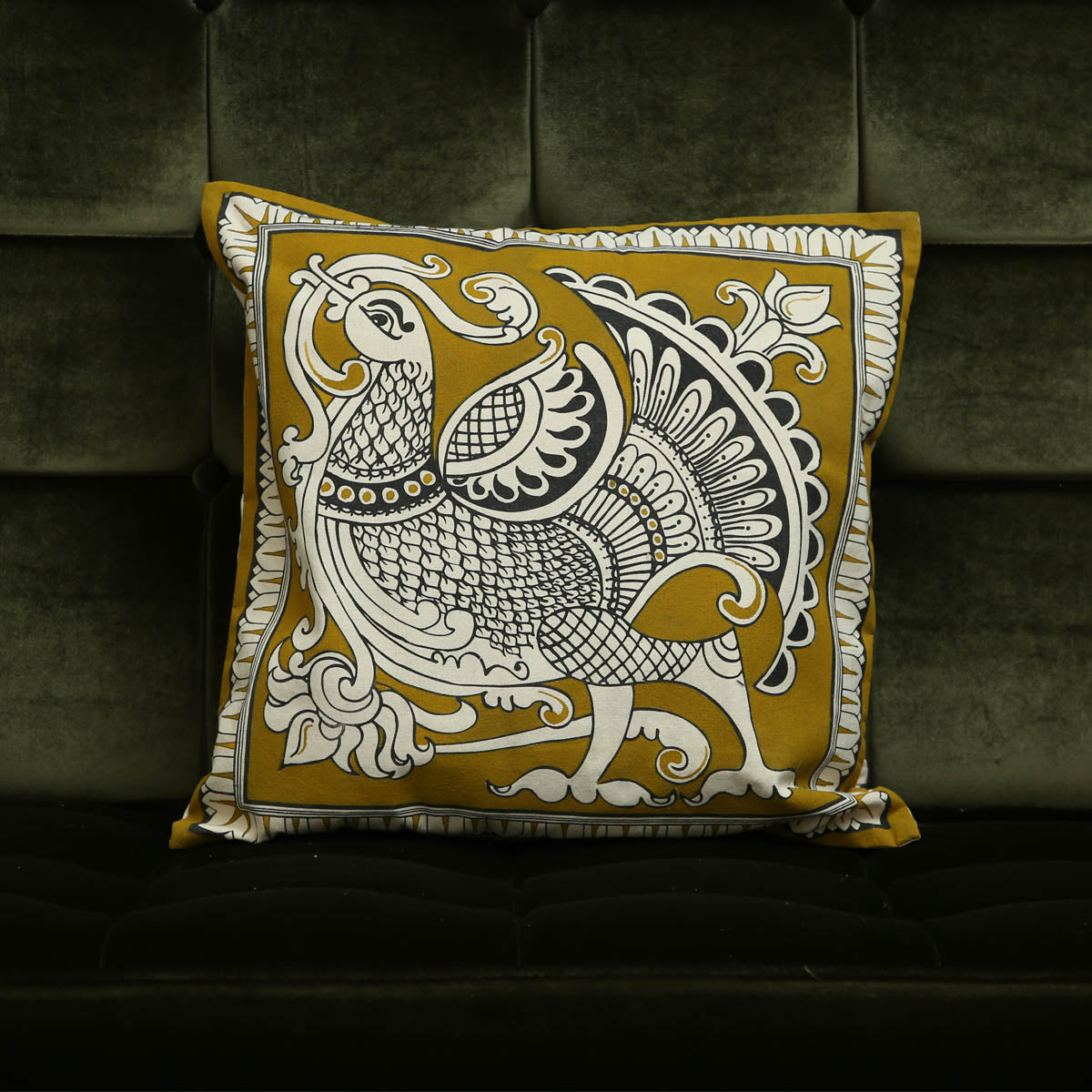 Mustard Swan Cushion Cover