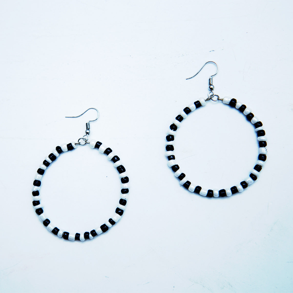 Black and White Hoop Earrings