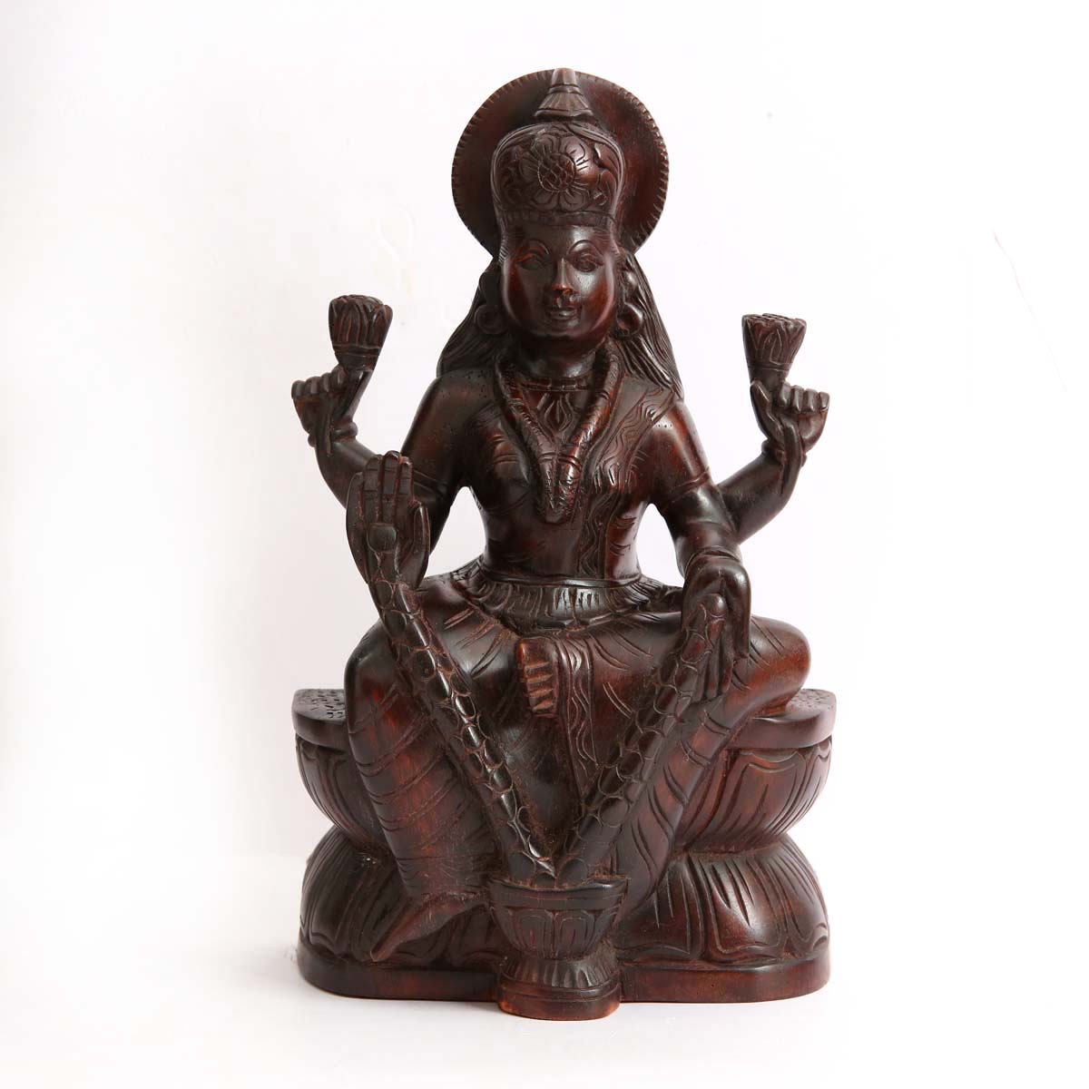 God Dhanaluxmi Wooden Statue